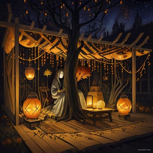 Surreal Sukkah Under Starry Night Sky