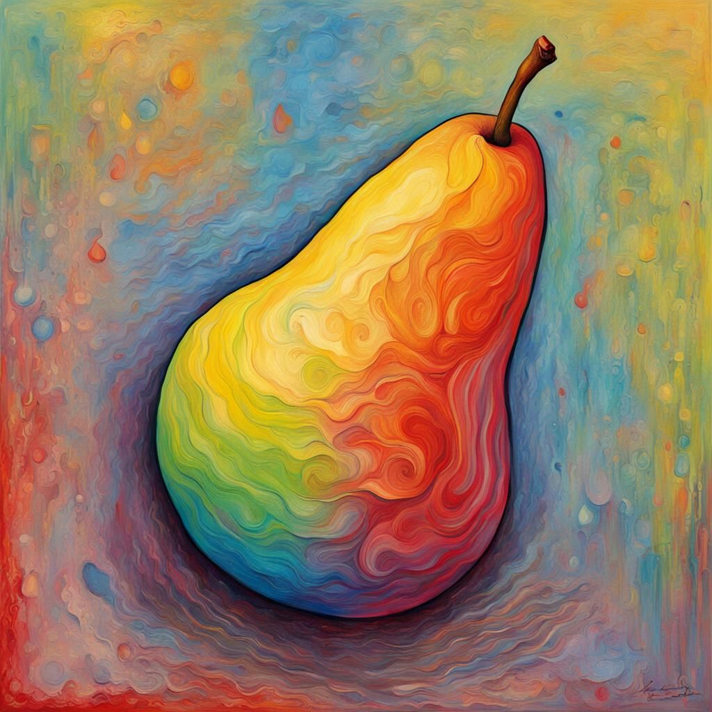 Abstract Rainbow Pear with Complementary Colors