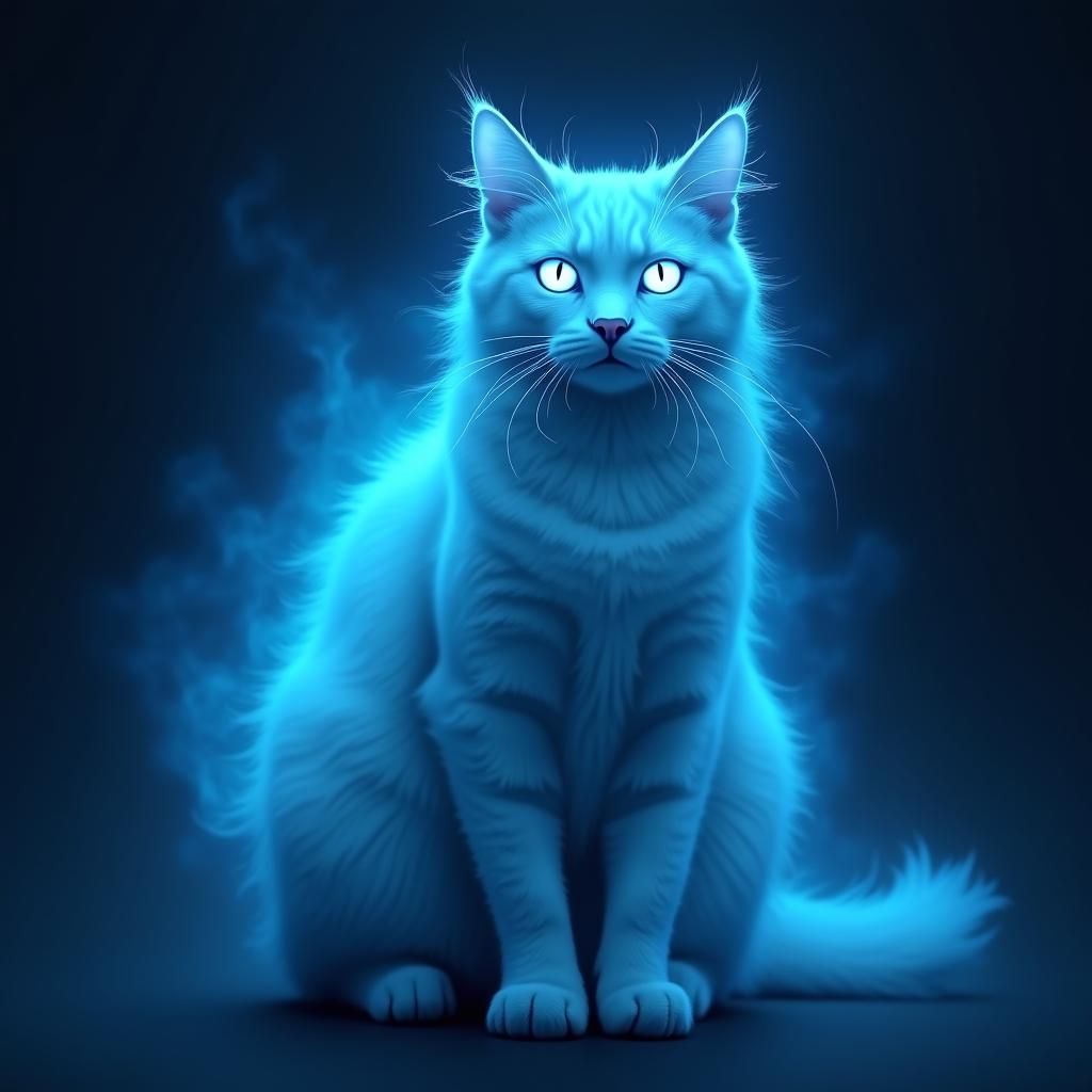 Ethereal Blue Ghost Cat Image