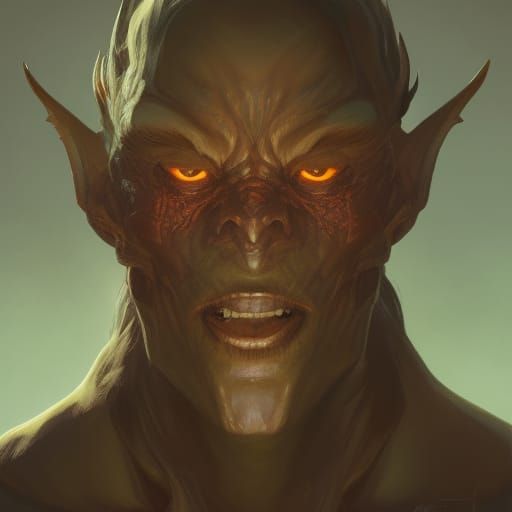 Demon Giant Portrait in Hyperdetailed Splash Art Style