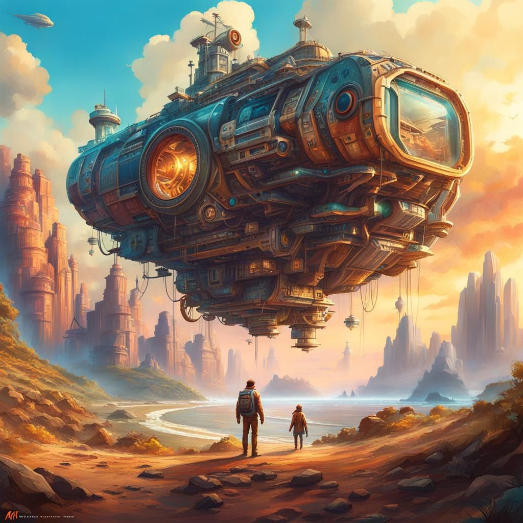 Mysterious Cassette Futurism Matte Painting in 8k