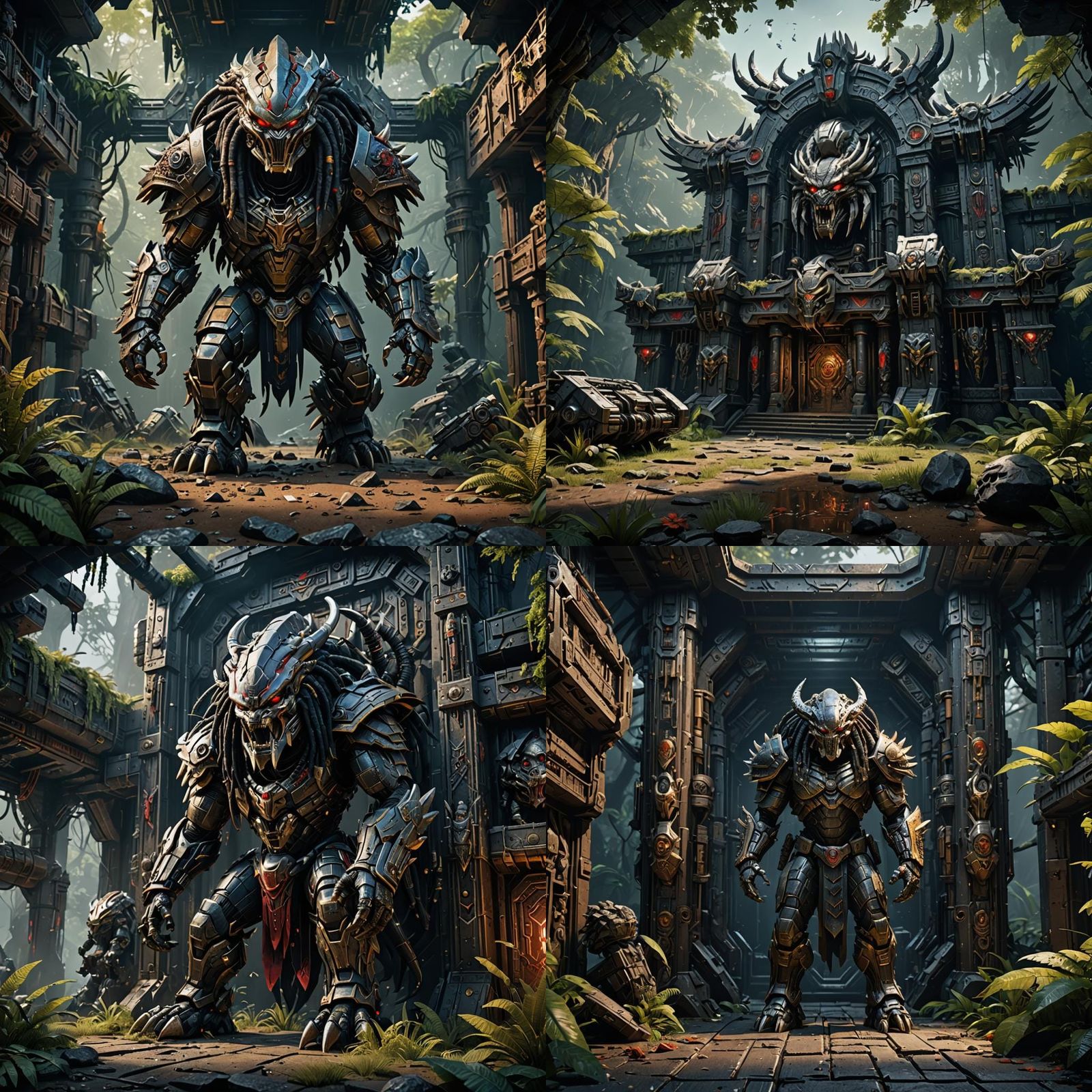 Detailed Matte Painting of a Yautja Predator Armory