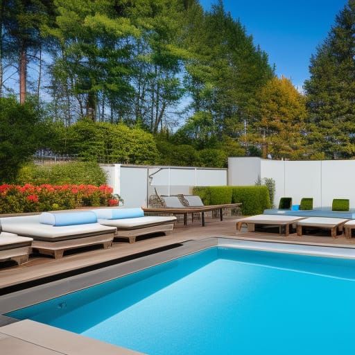 Hyperrealistic Olympics Swimming Pool with Volumetric Lighti...