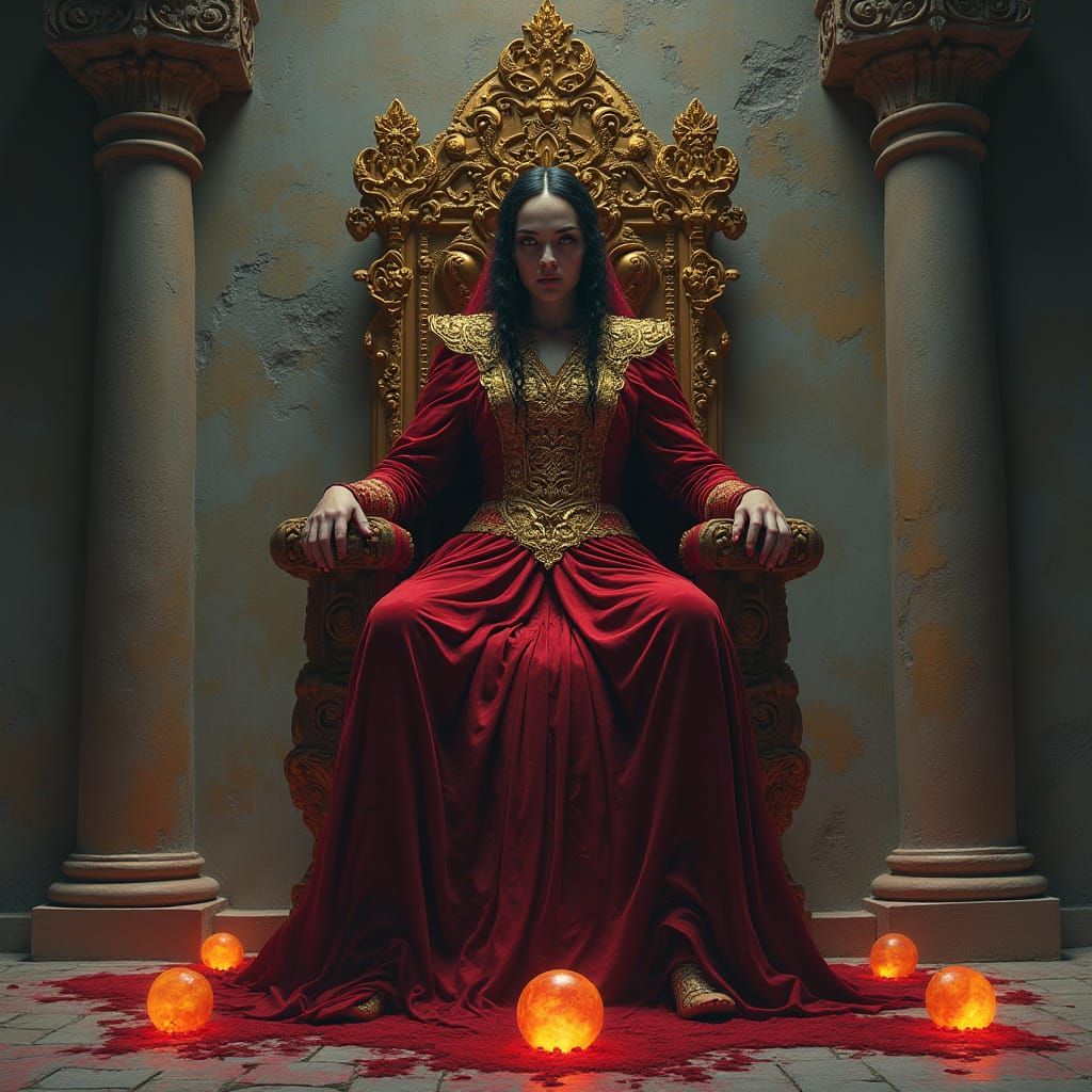 Regal Figure Atop Blood-Stained Throne