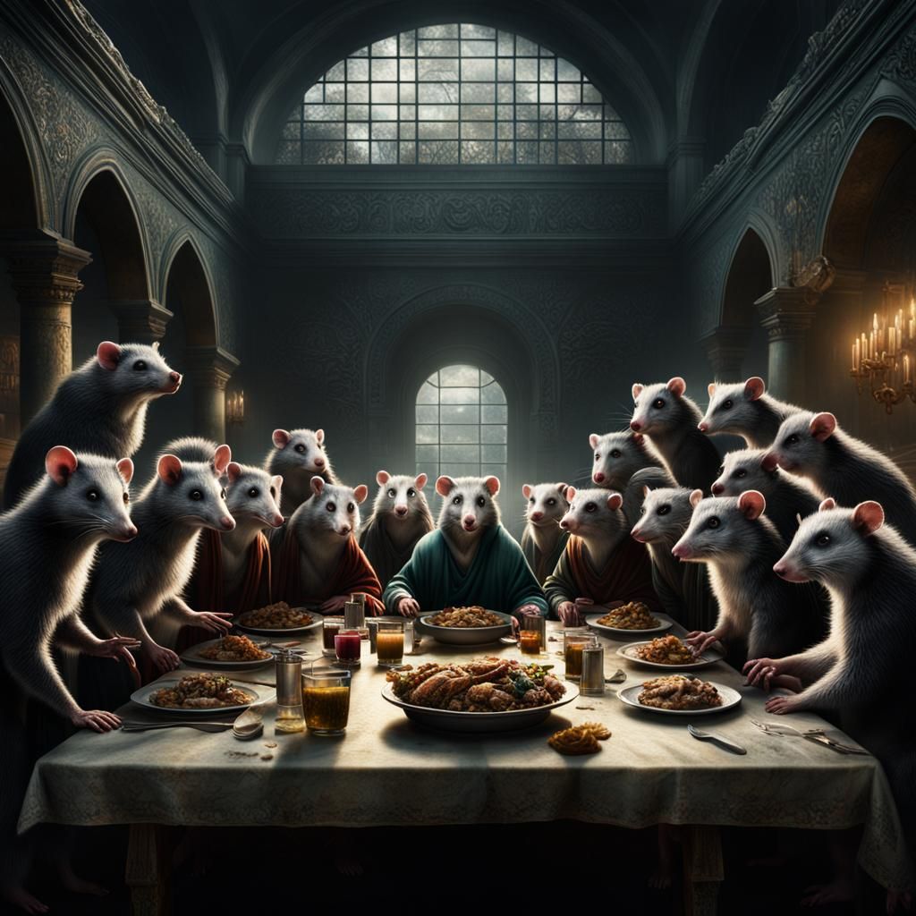 Opossums Recreate The Last Supper: Digital Painting