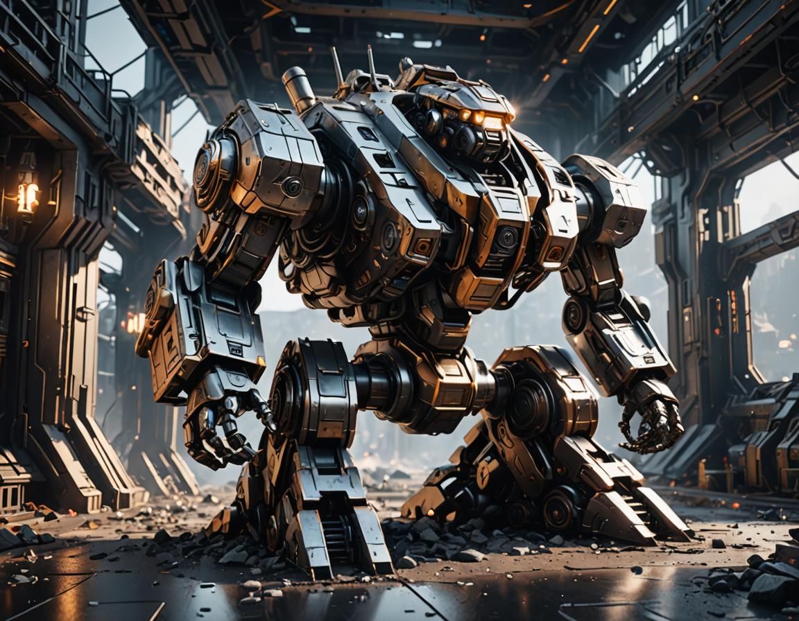Futuristic Mech with Intricate Details in Sci-Fi Style