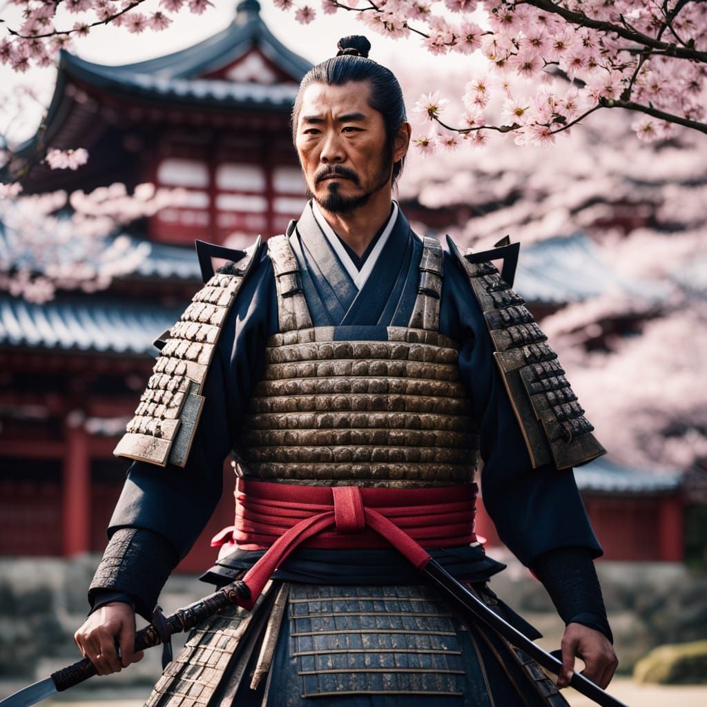 Cyberpunk Samurai Defends Heian Jingu Shrine from Flying Shu...