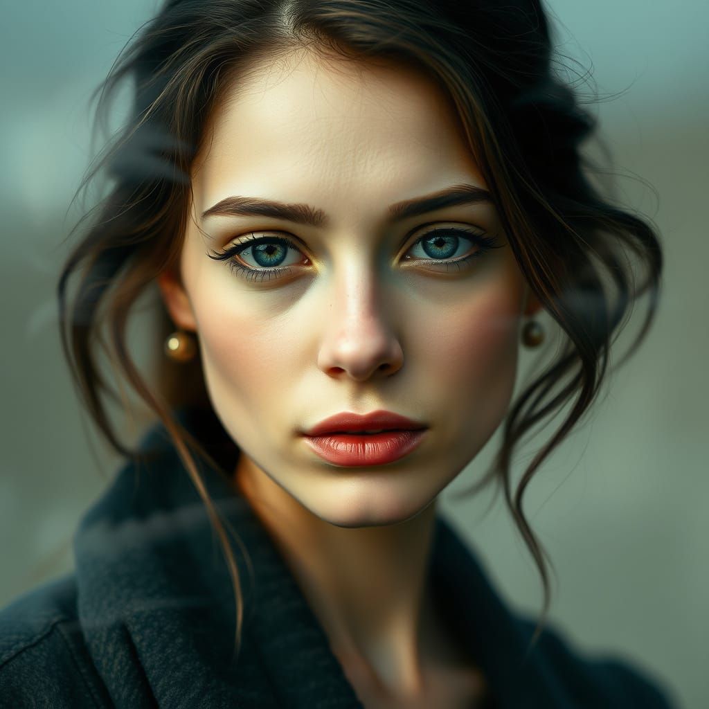 Woman in Double Exposure Portrait with Impressionistic Flair