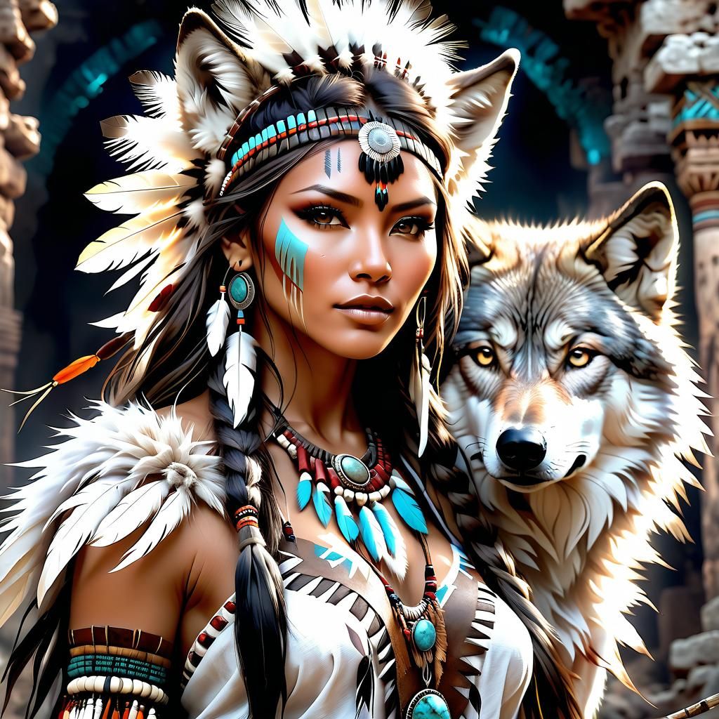 Wolf Spirit - The Shaman and her Wolf Ally