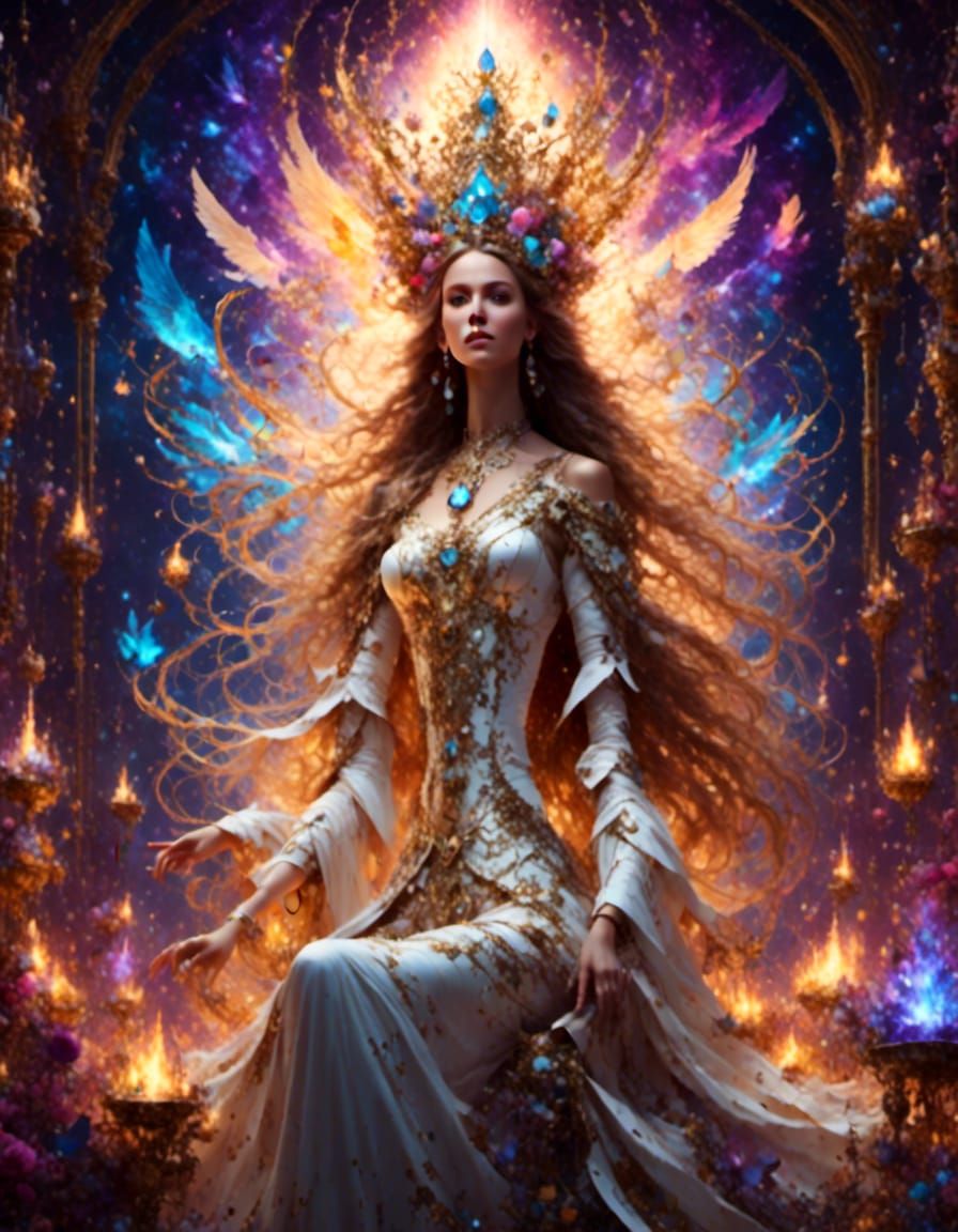 Childlike Empress Portrait in Hyperreal Purple Fantasy