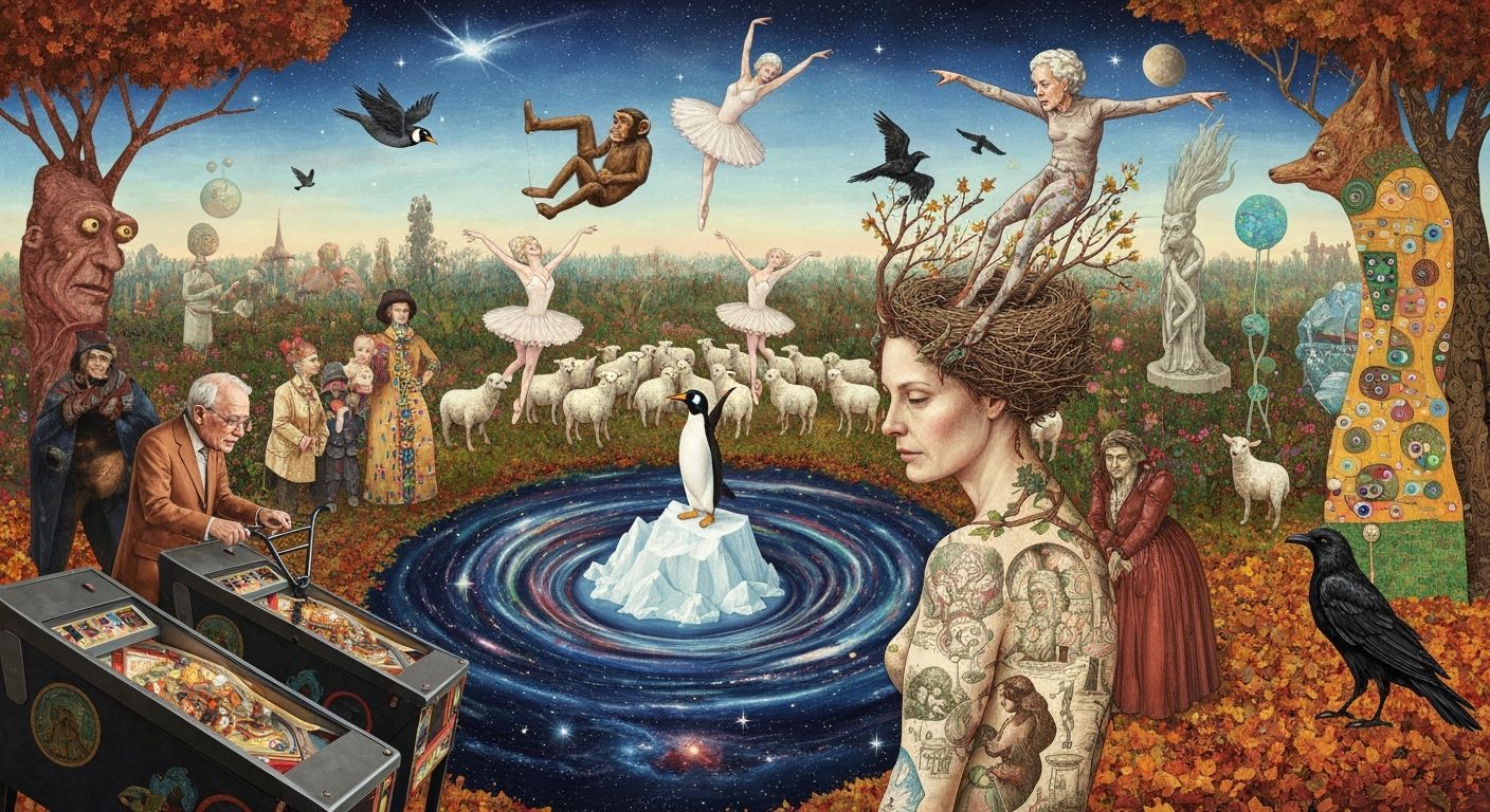 Surreal Whirlpool at Earth's Core: A Whimsical Collage