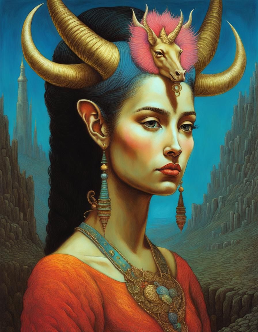 Goddess with horns
