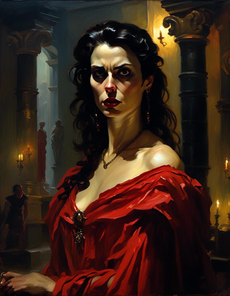 Roman Vampire Queen in Chiaroscuro Lighting