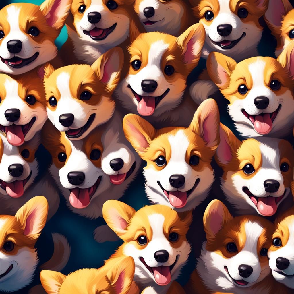 Corgi Puppies Overflowing in a Barrel