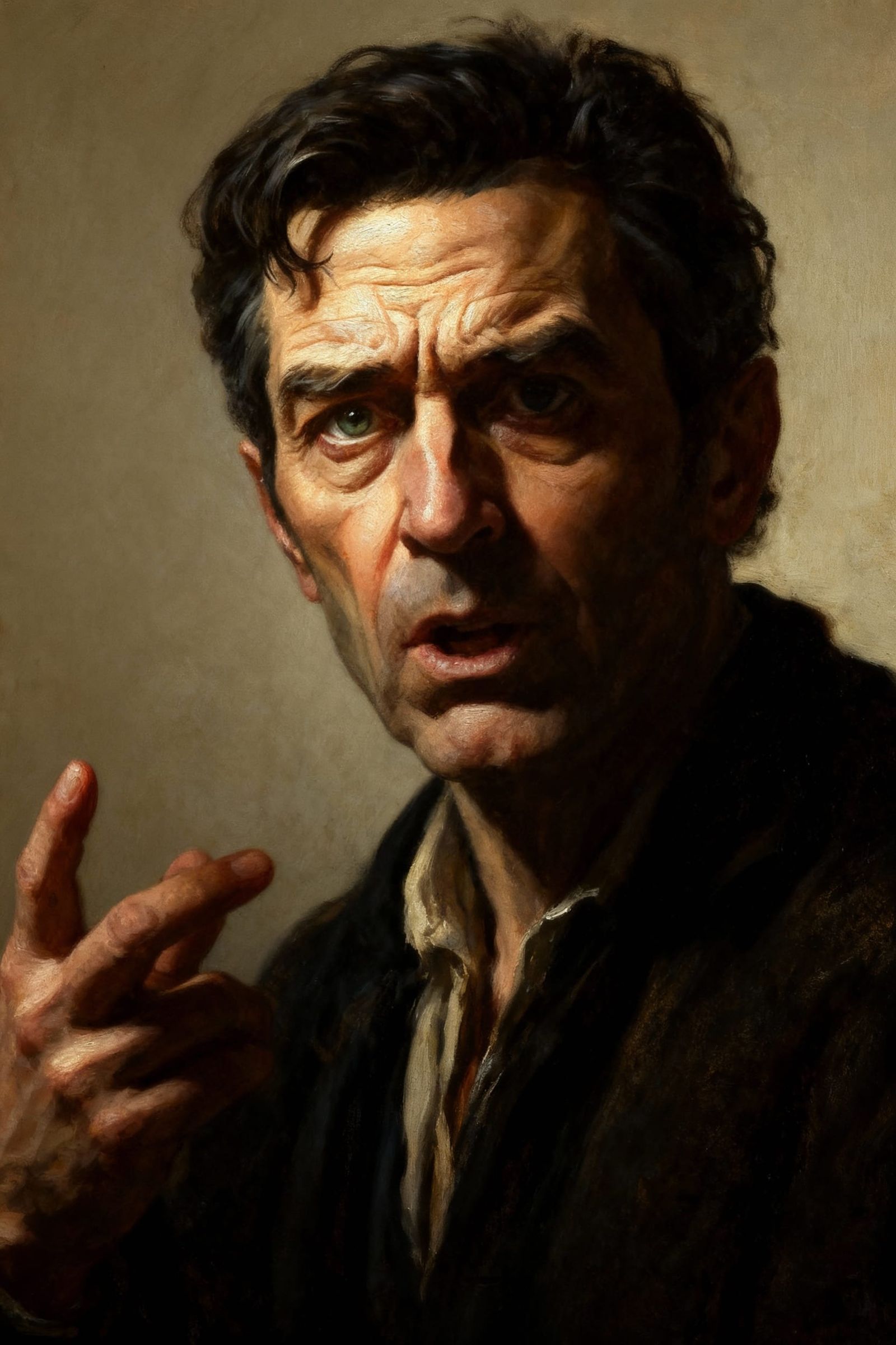 Intense Man in Dramatic Dutch Golden Age Portrait