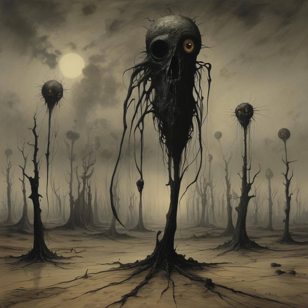 Grimdark Portrait in Surrealist Gothic Style