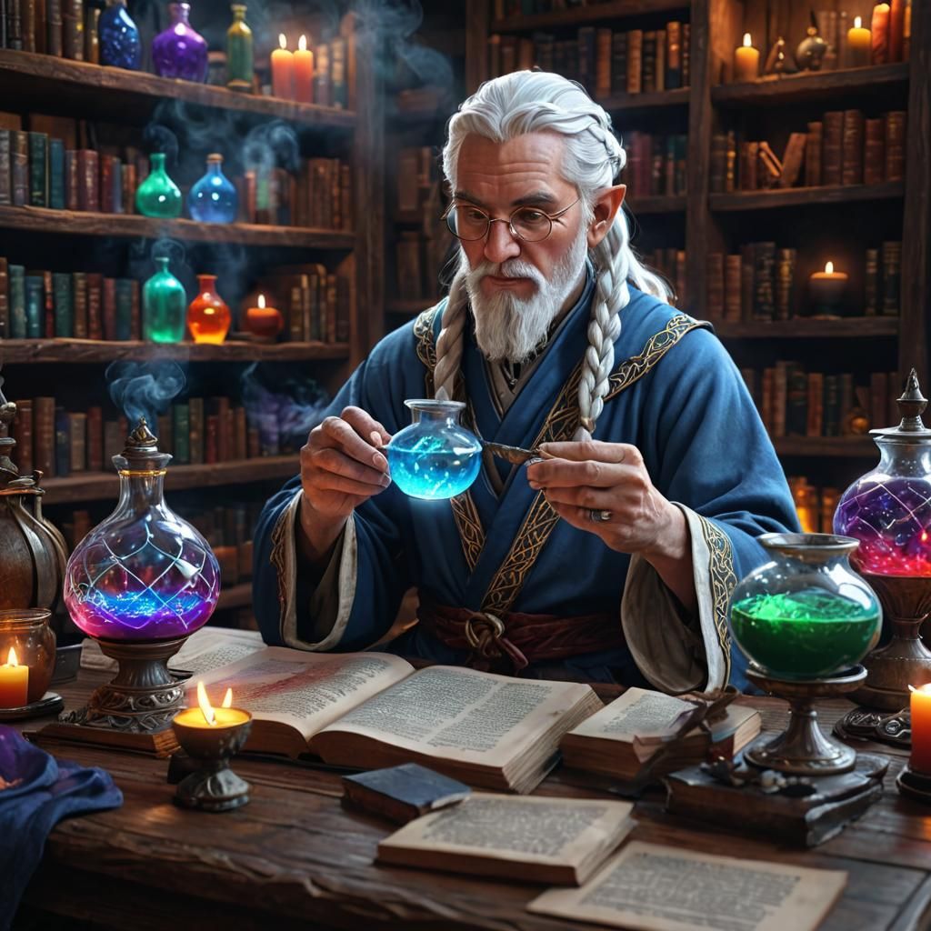 Epic Fantasy Mage Brews Potion