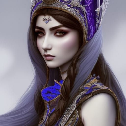 Young Woman in Imperial Robes: Ink Drawing