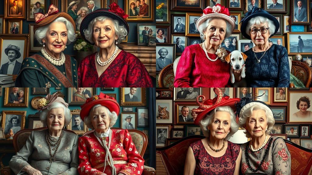 Hyperrealistic Portrait of Two Senior Women