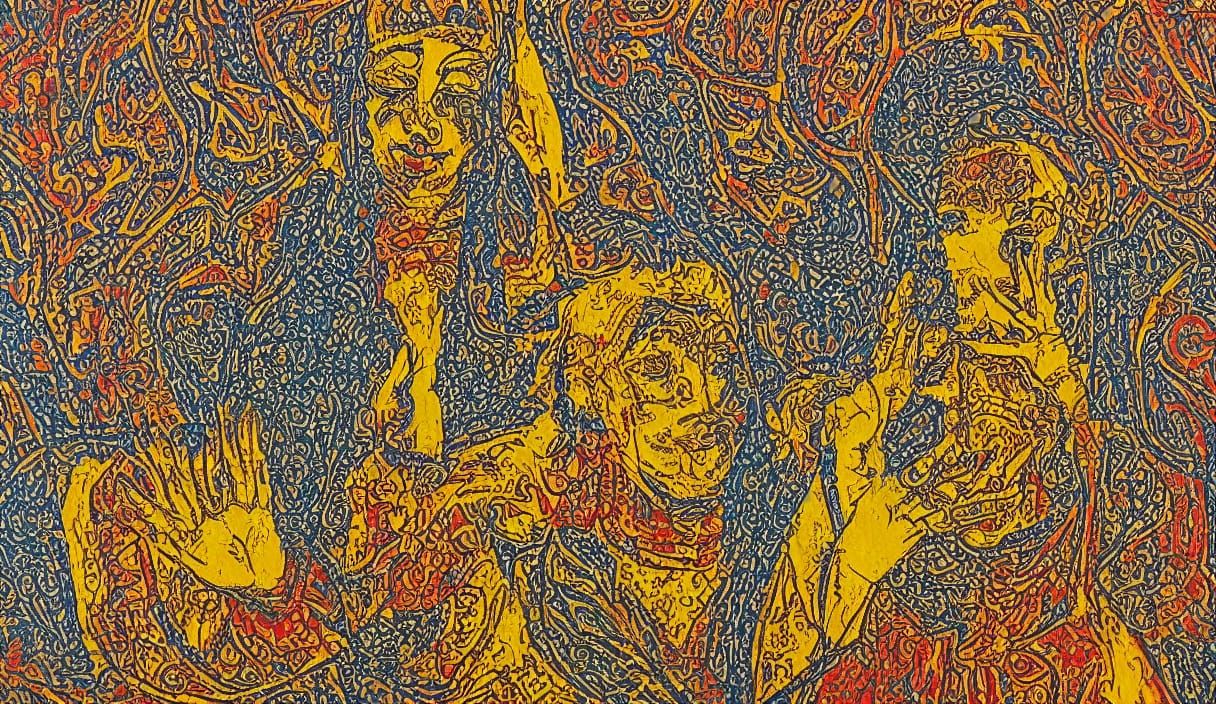 Psychedelic Middle Eastern Art with Vases