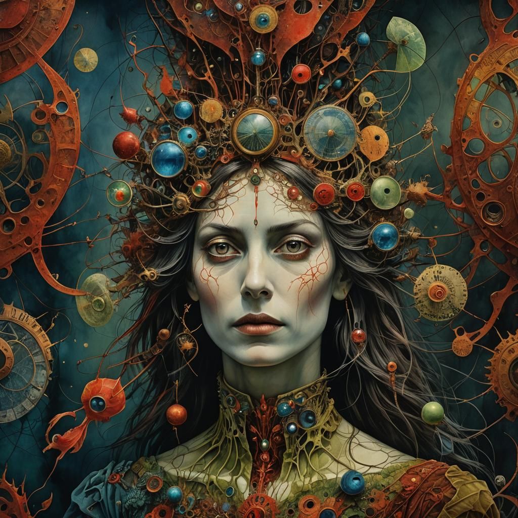 Surreal Dreamscape in Warm Colors, Organicpunk Style