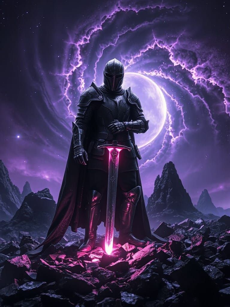 Ethereal Obsidian Knight in Dark Fantasy Style