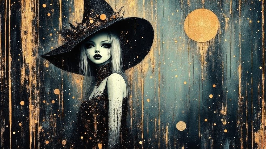 Halloween Pumpkin Witch in Spooky Forest