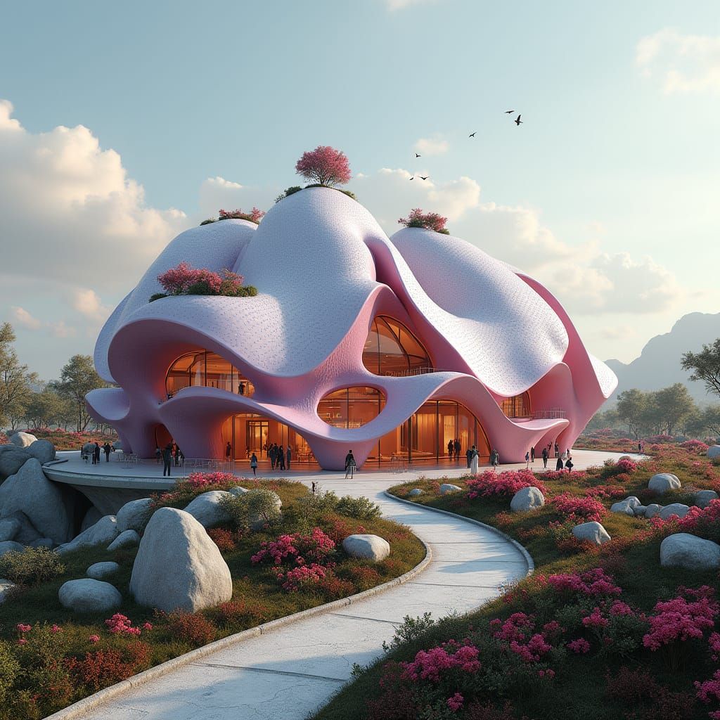 Futuristic Bionic Building with Iranian Geometric Facade