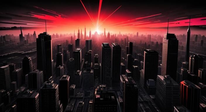 Vibrant Cityscape Silhouette with Graffiti Art