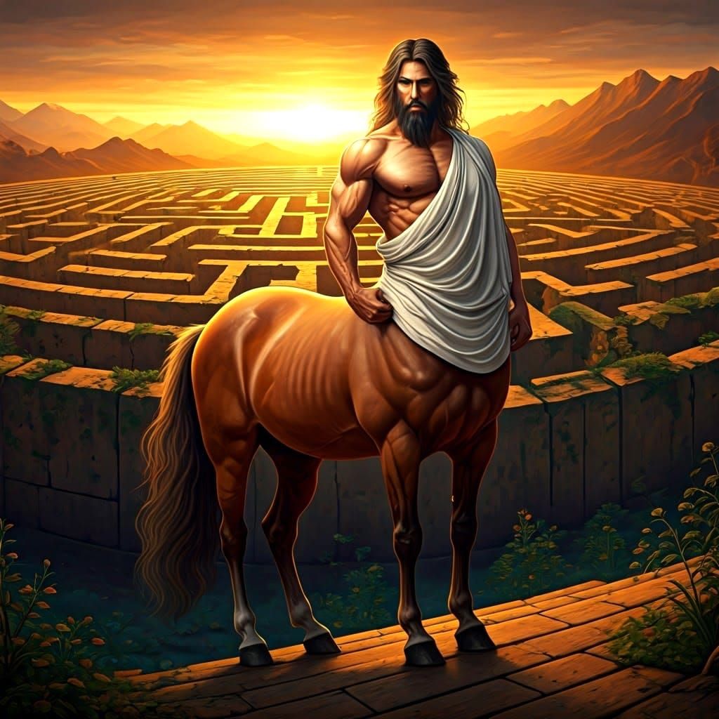 Centaur Guarding a Mysterious Labyrinth