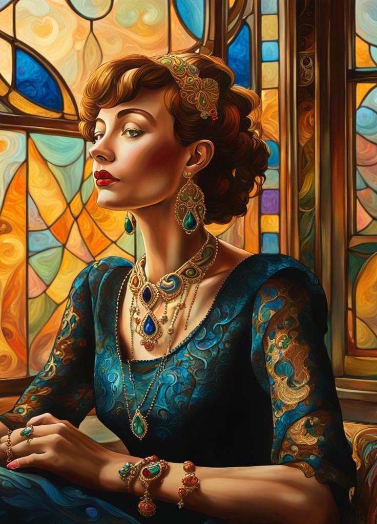 Detailed Portrait of Woman with Jewelry