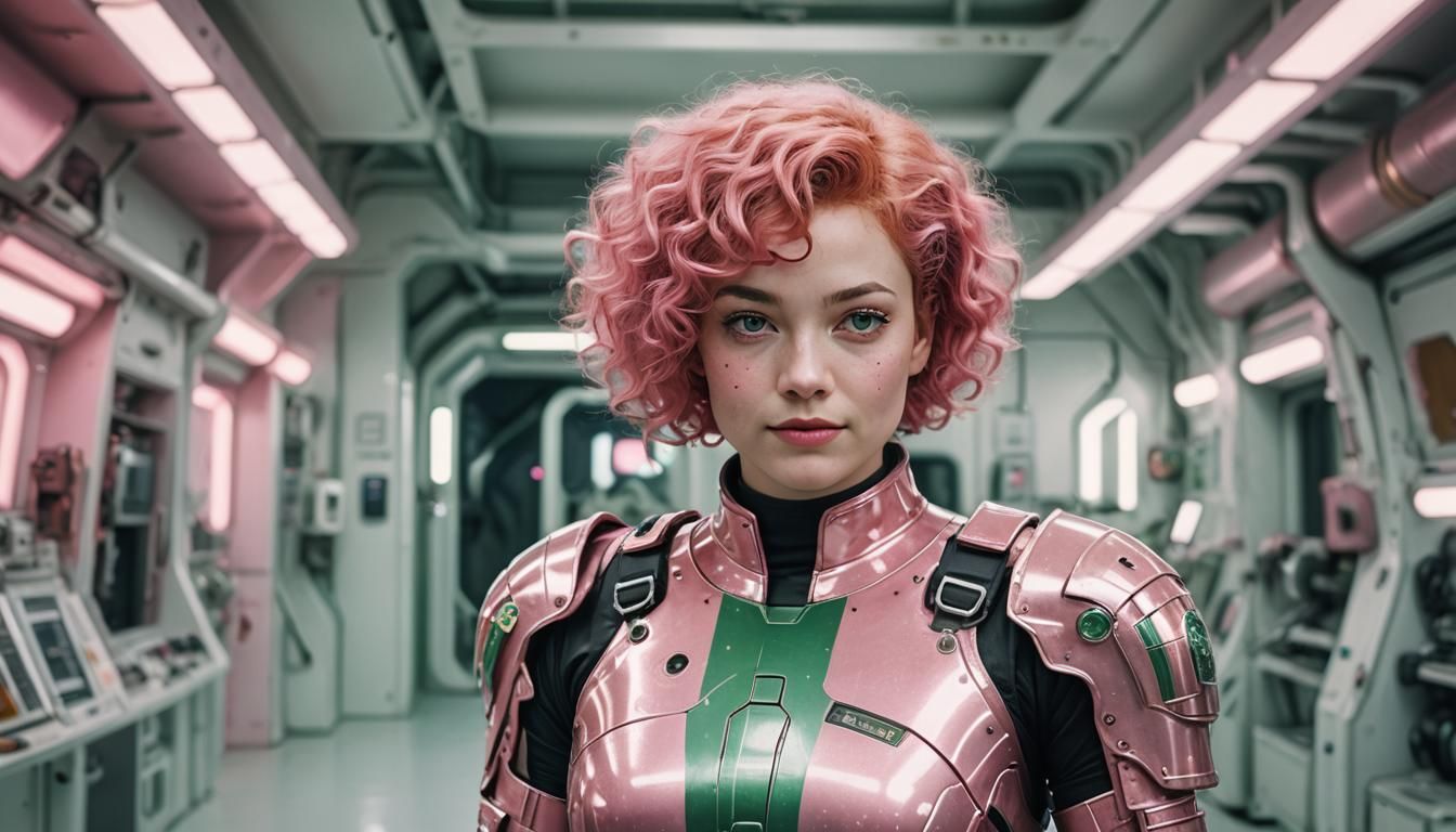 Vintage Space Woman in Acrylic Paint Armor