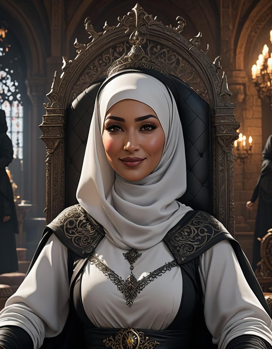 Detailed Portrait of Woman on Throne in Digital Art Style