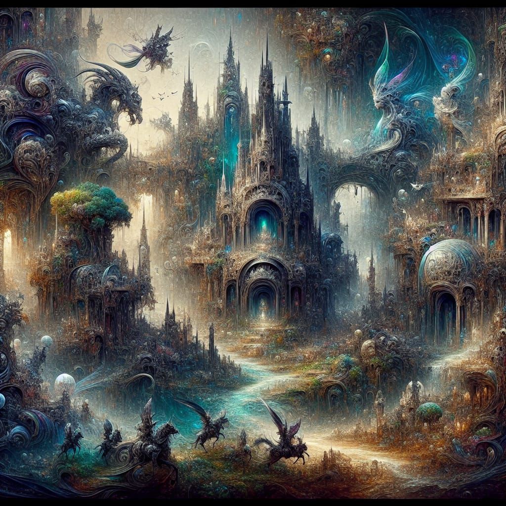 Fantasy Landscape with Ancient Castles: Matte Painting