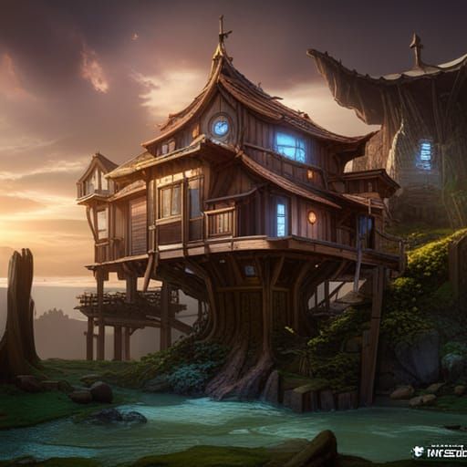 Fantastical Banzai Treehouse in Detailed Matte Painting