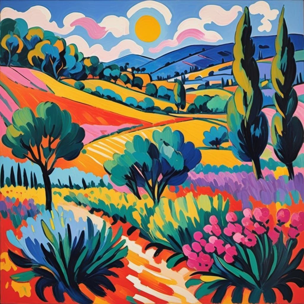 Vibrant Provence Landscape in Expressive Fauvist Style