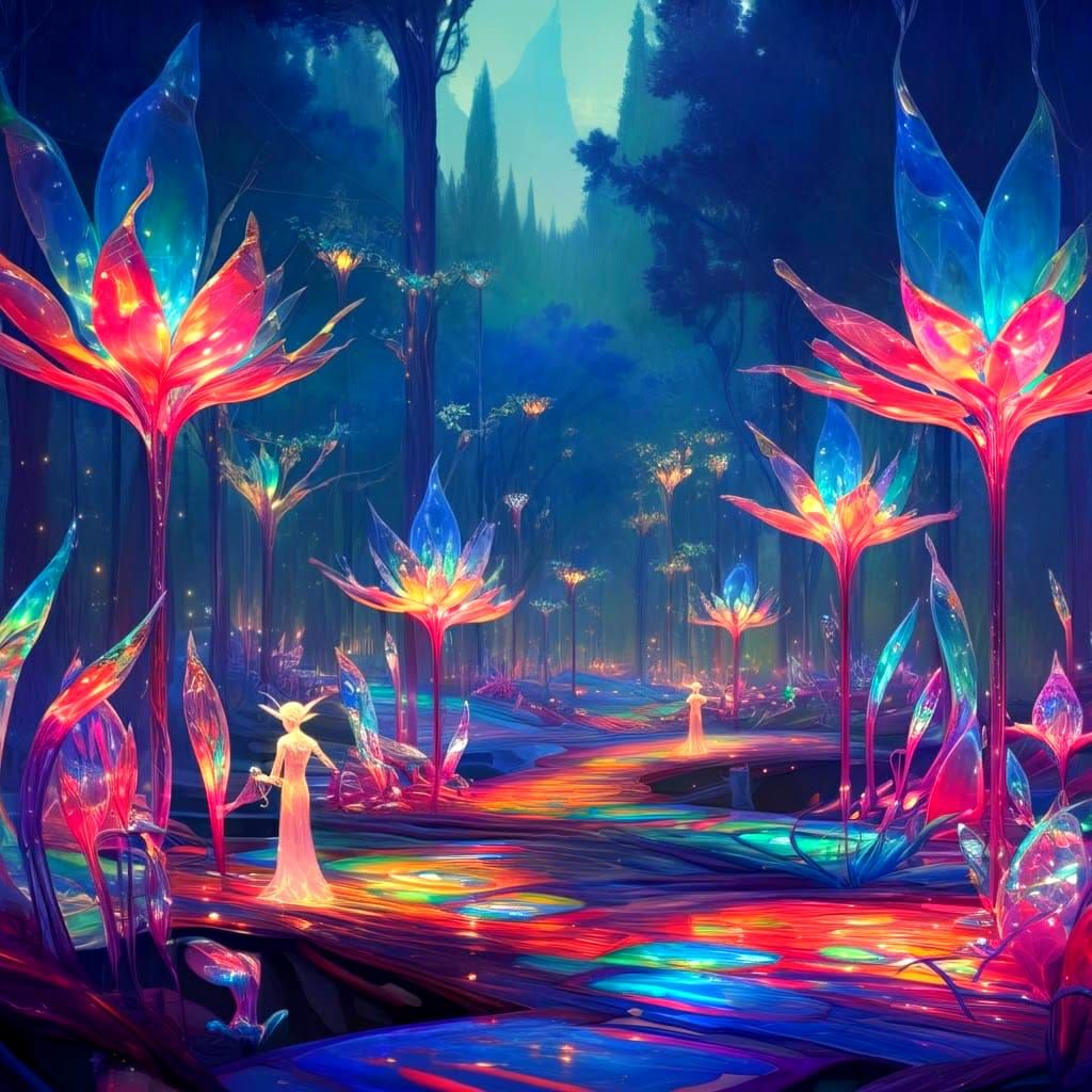 Glasswood Grove: A Luminous Glass Forest