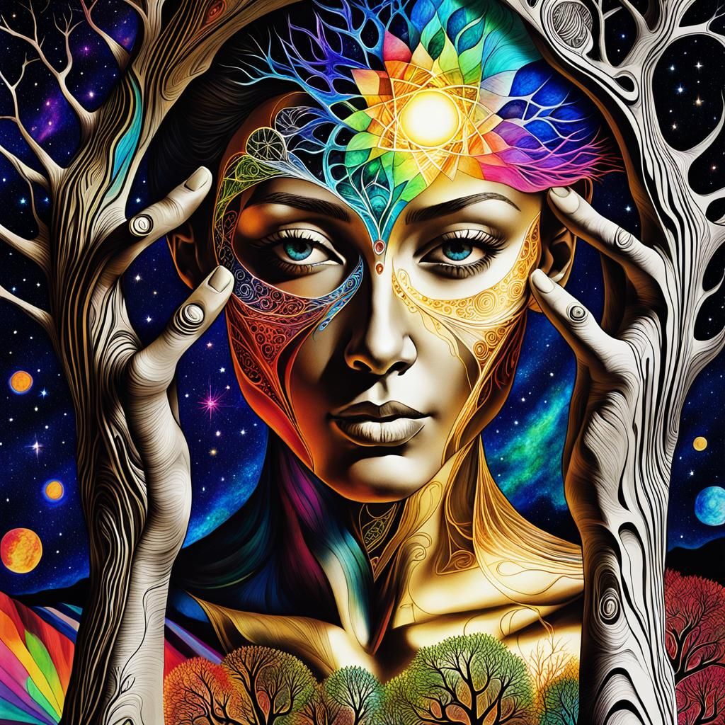 Abstract Tree of Life in Alcohol Ink Art