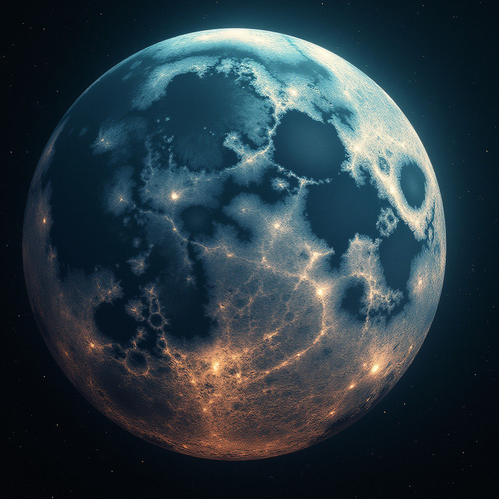Detailed Lunar Surface in Dreamlike Matte Painting