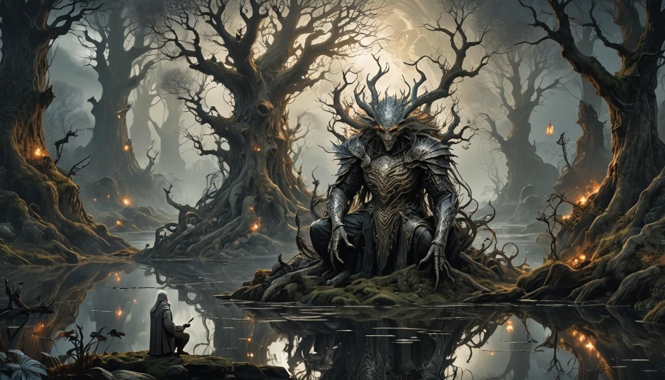 Dark Fantasy Forest with Ancient Monsters
