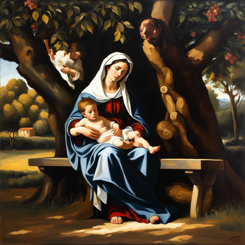 Virgin Mary and Jesus in Caravaggio Style