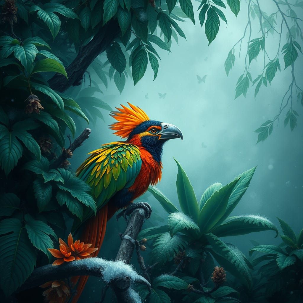 Exotic Bird in a Haunted Tropical Jungle