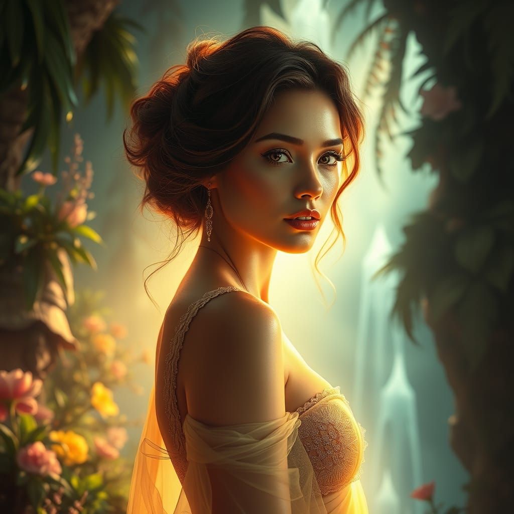 Ethereal Woman in Sci-Fi Landscape Art