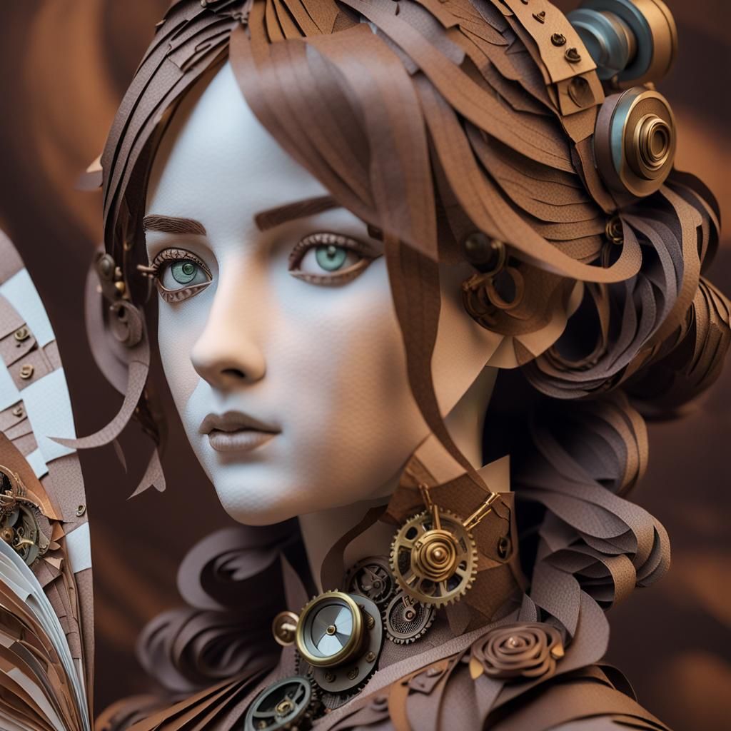 Steampunk Papercraft Art with Intricate Paper Folds