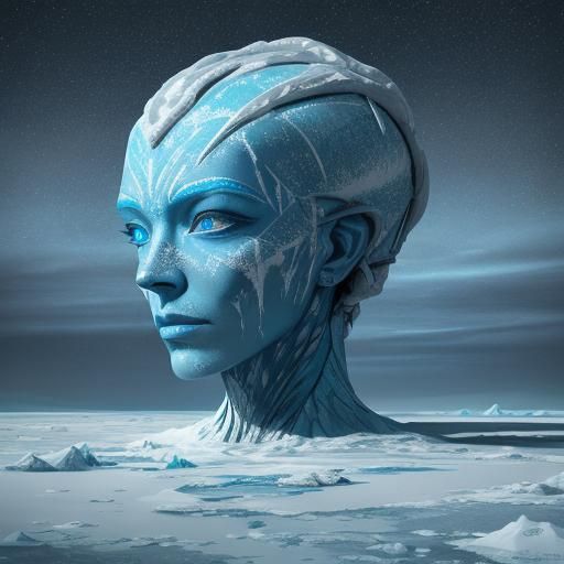 Surreal Alien Nomad in Frozen Landscape