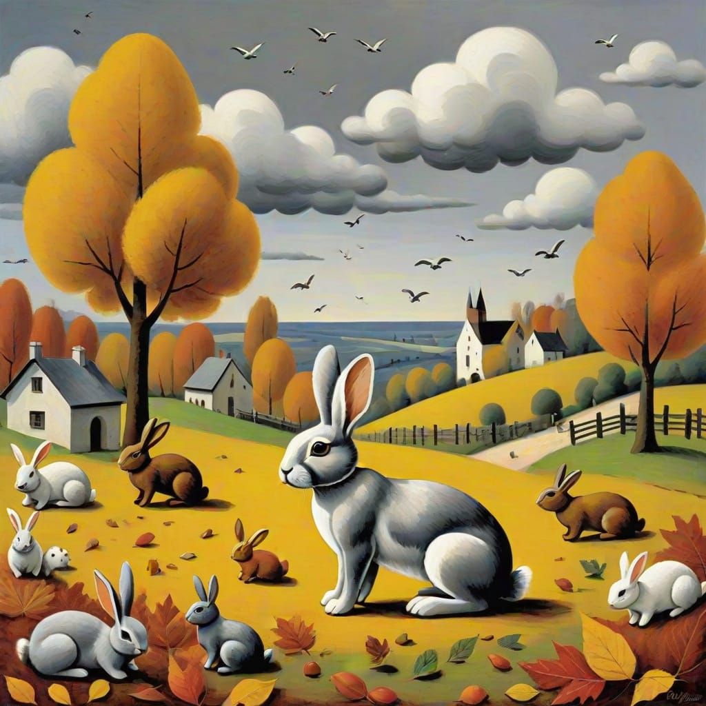 Rabbit Sees Gray Sky, Miniature Autumn Scenes
