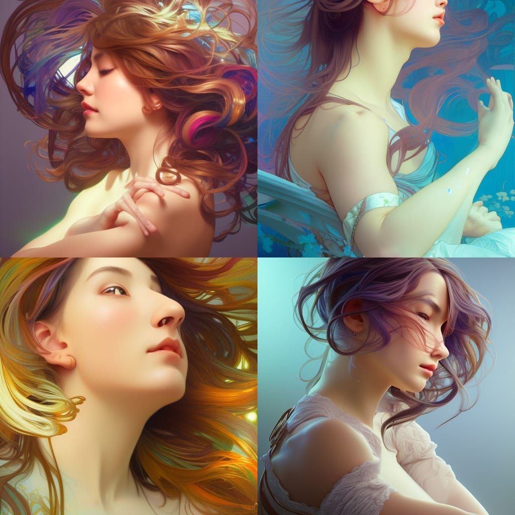 Detailed Portrait with Art Nouveau and Splash Art Elements