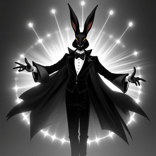 Glitzy Showman Rabbit Pokémon in Monochrome