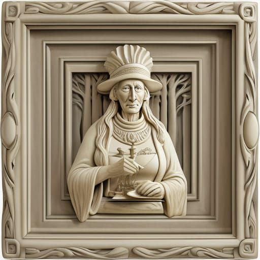 Enigmatic Watercolorist Amidst Foggy Forest Landscape