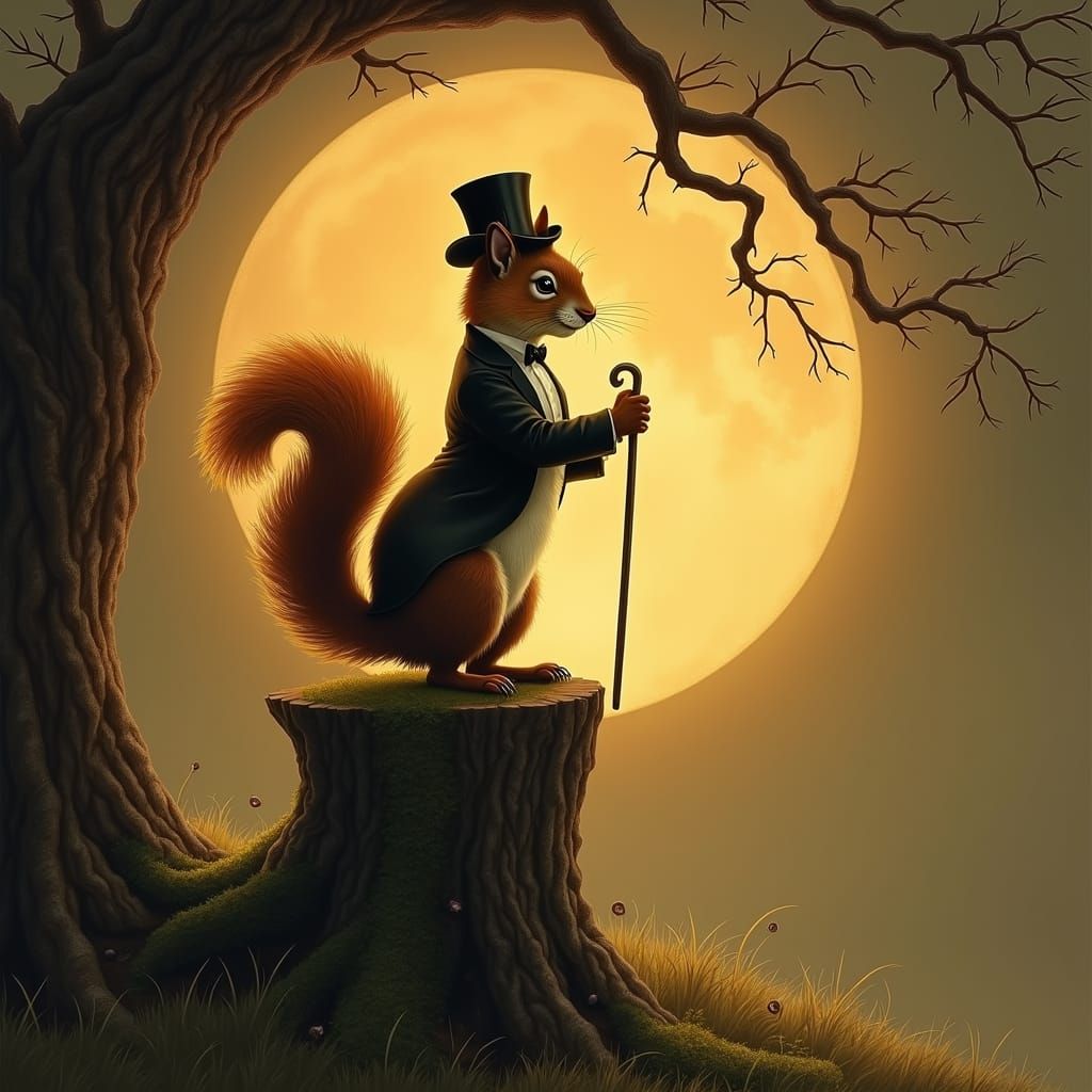 Rhett Butler Squirrel in Romantic Landscape